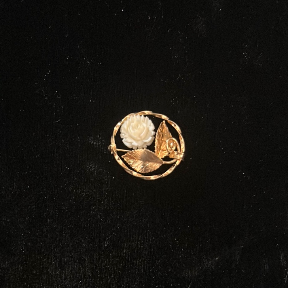 Vintage White Rose Pin by Karen Lynne Jewelry